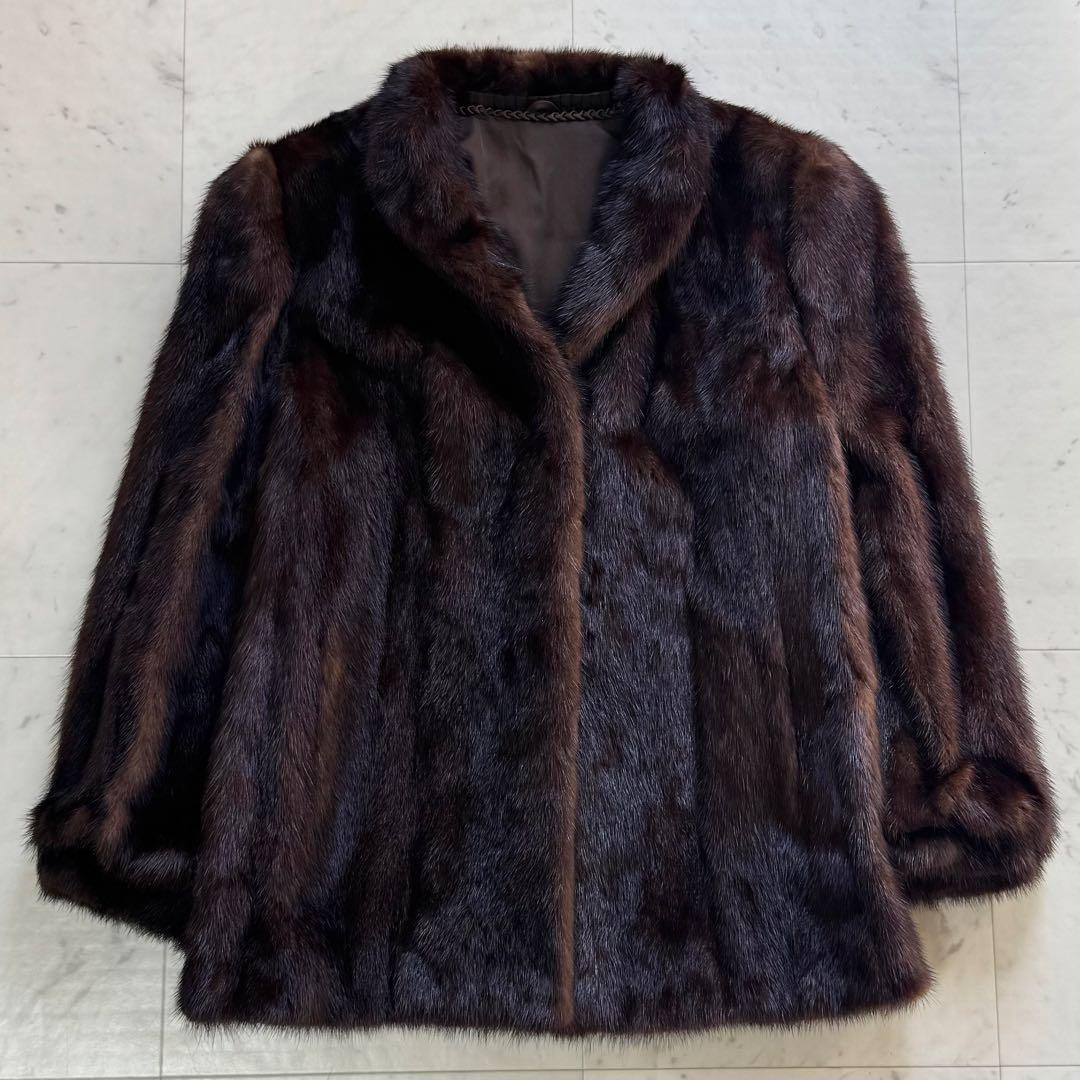 毛皮コート リアルファーコート ミンクファー ダークブラウン 11号