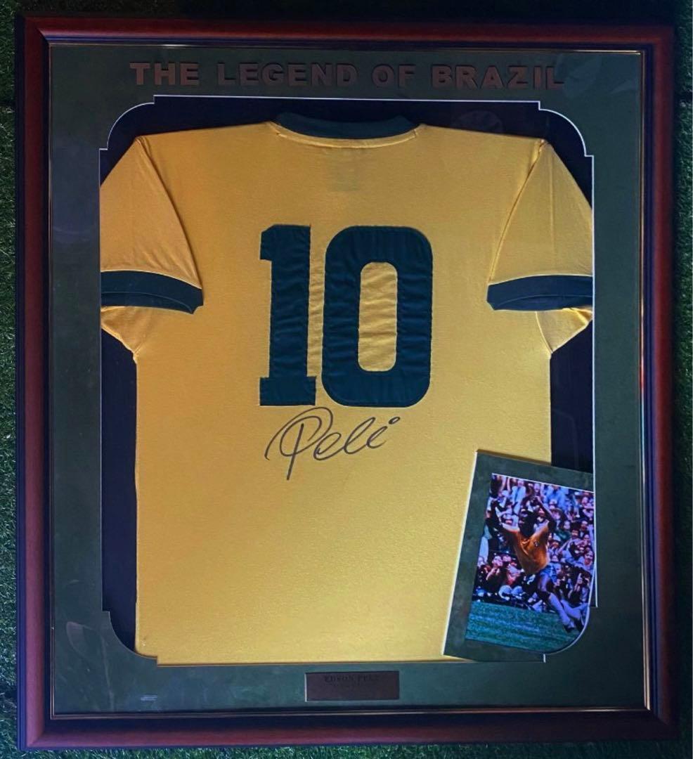 証明書付き！ペレ直筆サイン入りブラジル代表70/71復刻版ホームユニフォーム