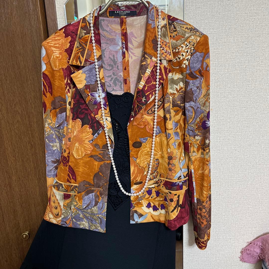Jasmin❣️LEONARD花柄テーラードジャケットM マルチカラー❣️カン