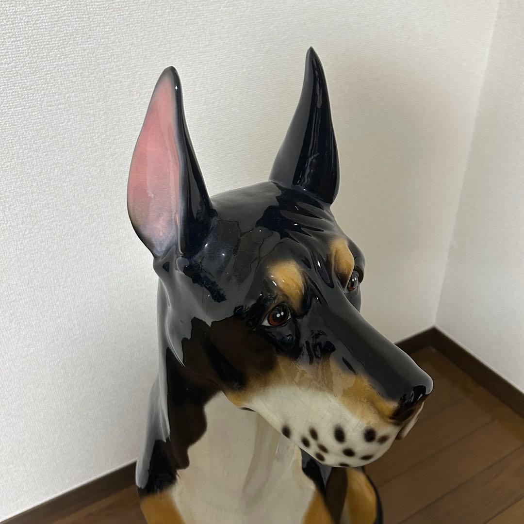 犬置物 ドッグ　ベルジアン ドーベルマン　オーナメント　オブジェ　陶器製品