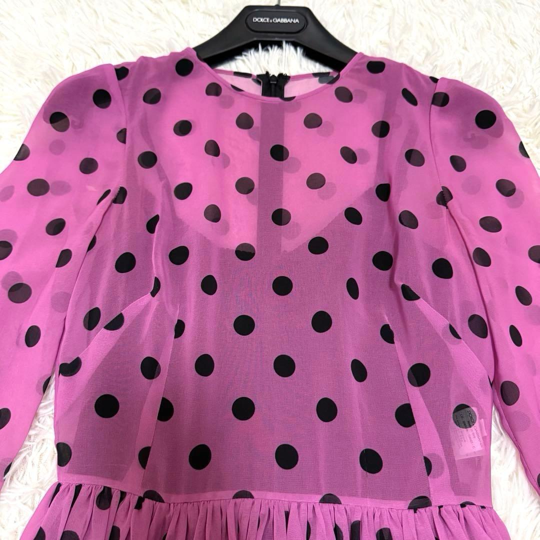 【希少】ドルチェ&ガッパーナ　シルク　ドット柄　ワンピース　36 七分袖