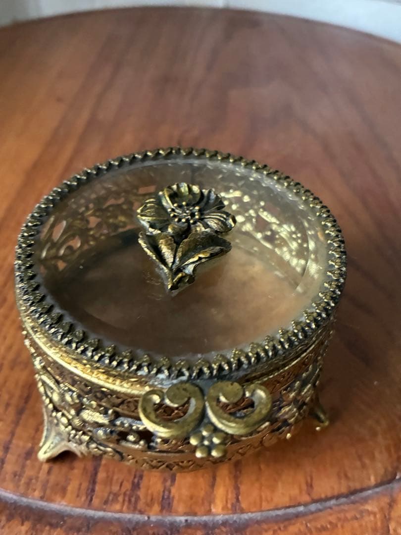 フランス　アンティーク　オルモル　ガラス　ジュエリー　ボックス　真鍮　レア