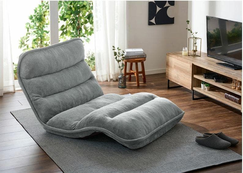 【アウトレット】収納簡単低反発もこもこ座椅子 肘なしワイド　グレー