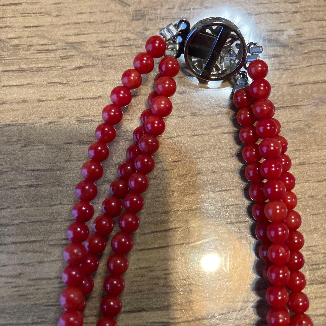 赤珊瑚　3連ネックレス