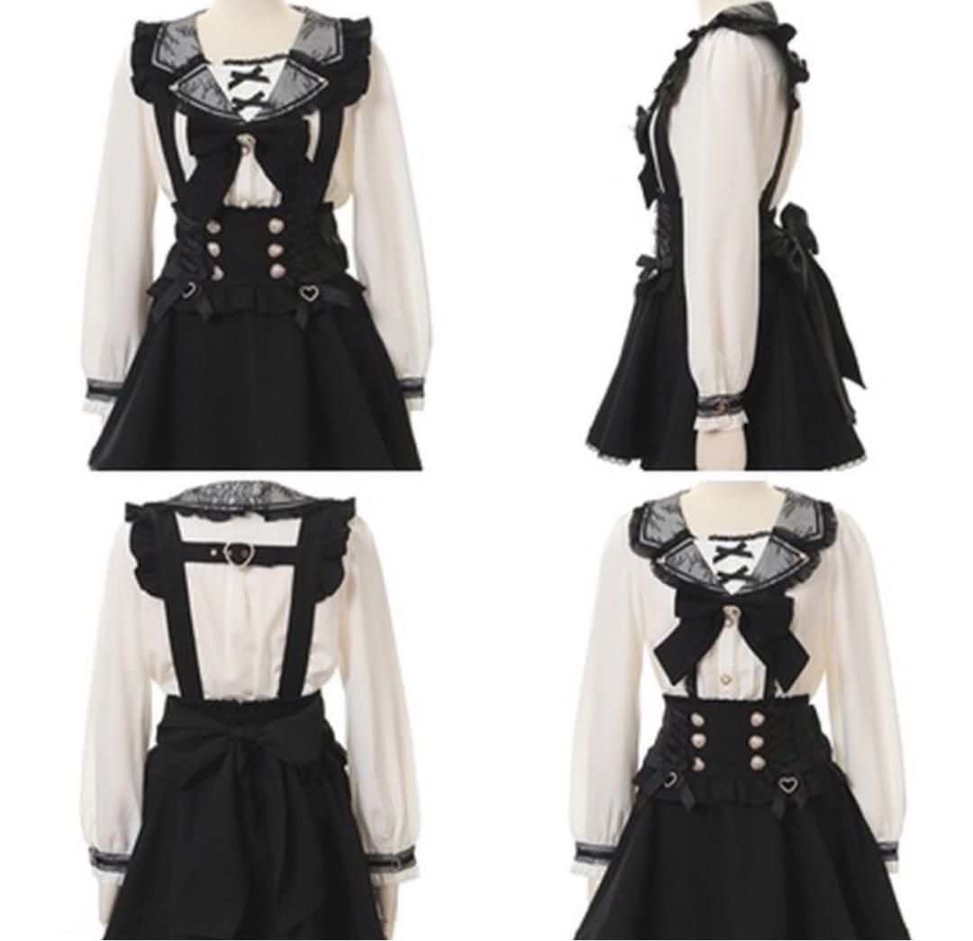 リズリサ レースアップサスペンダー付スカパン ブラック