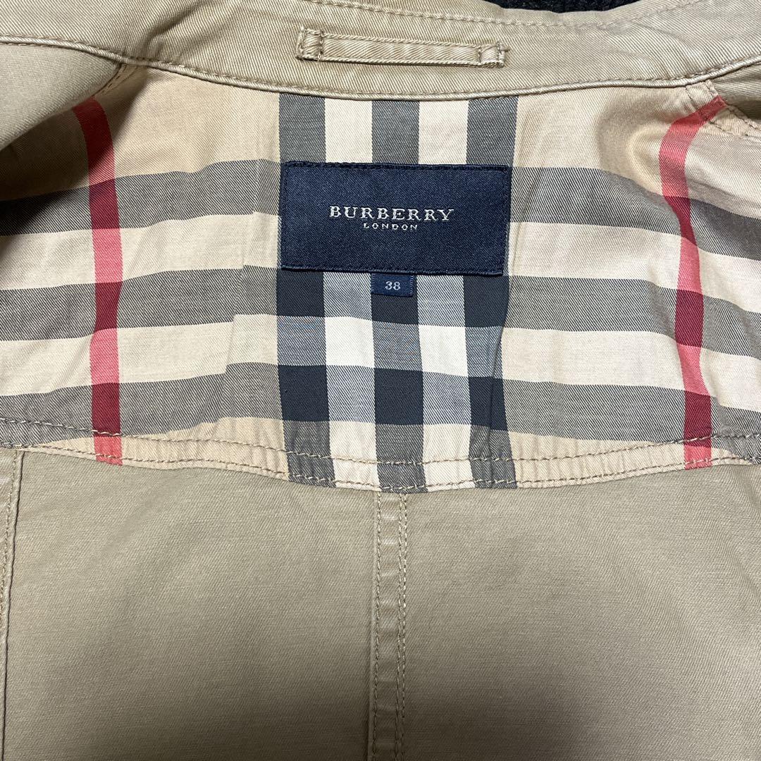 【BURBERRY 】シャツジャケット　チェック　エポーレット　牛革　三陽商会