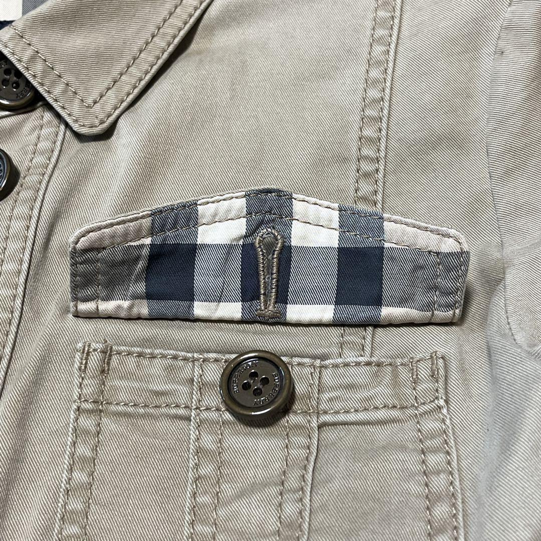 【BURBERRY 】シャツジャケット　チェック　エポーレット　牛革　三陽商会
