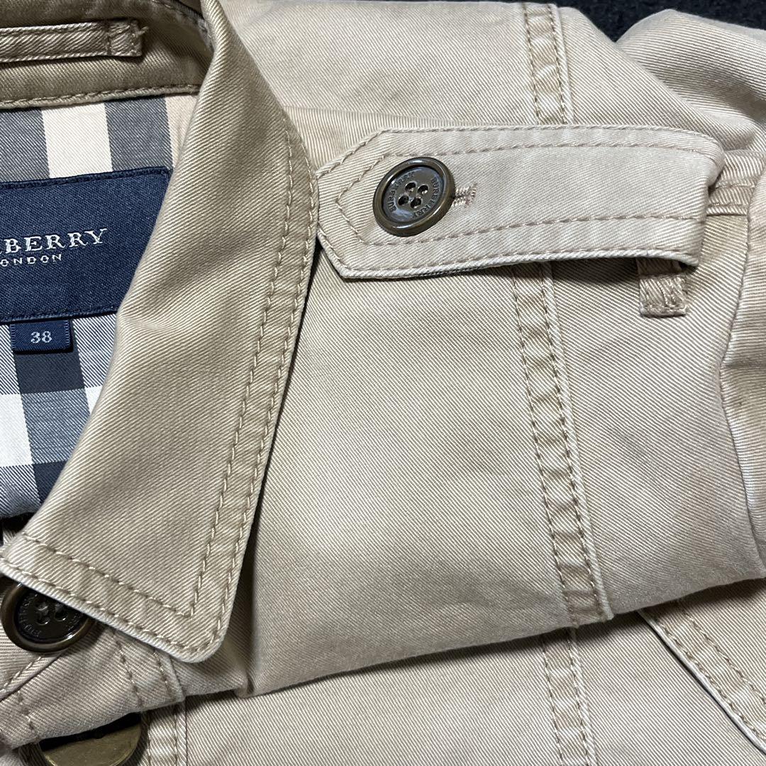 【BURBERRY 】シャツジャケット　チェック　エポーレット　牛革　三陽商会