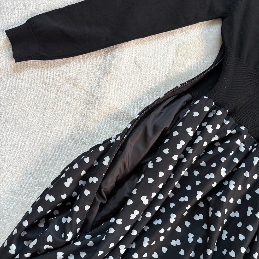 JENNE l'amour ニットドッキングワンピース 黒 フレアワンピース