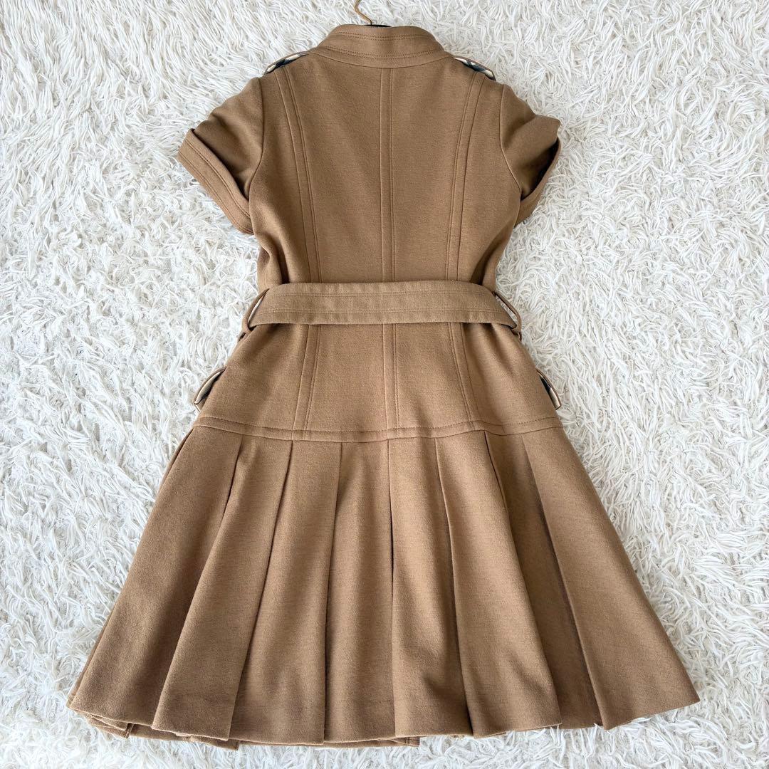 バーバリーブルーレーベル ウール ワンピース コート ノバチェック キャメル