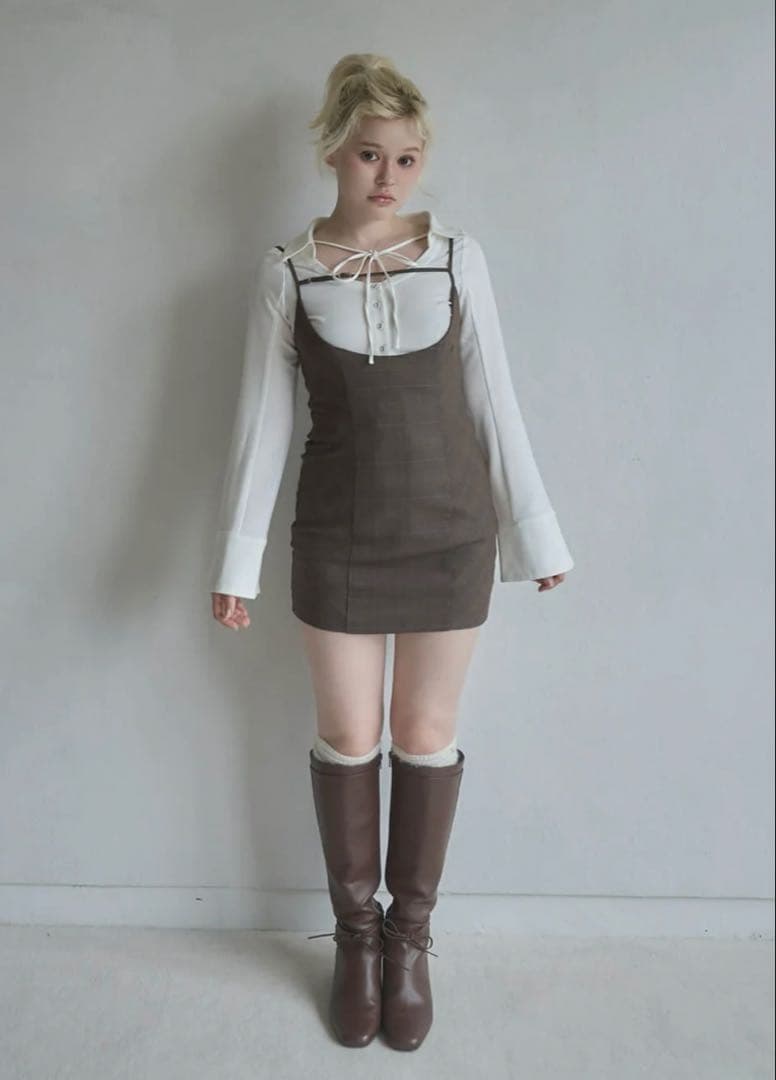 ワンピース Betty layered check dress