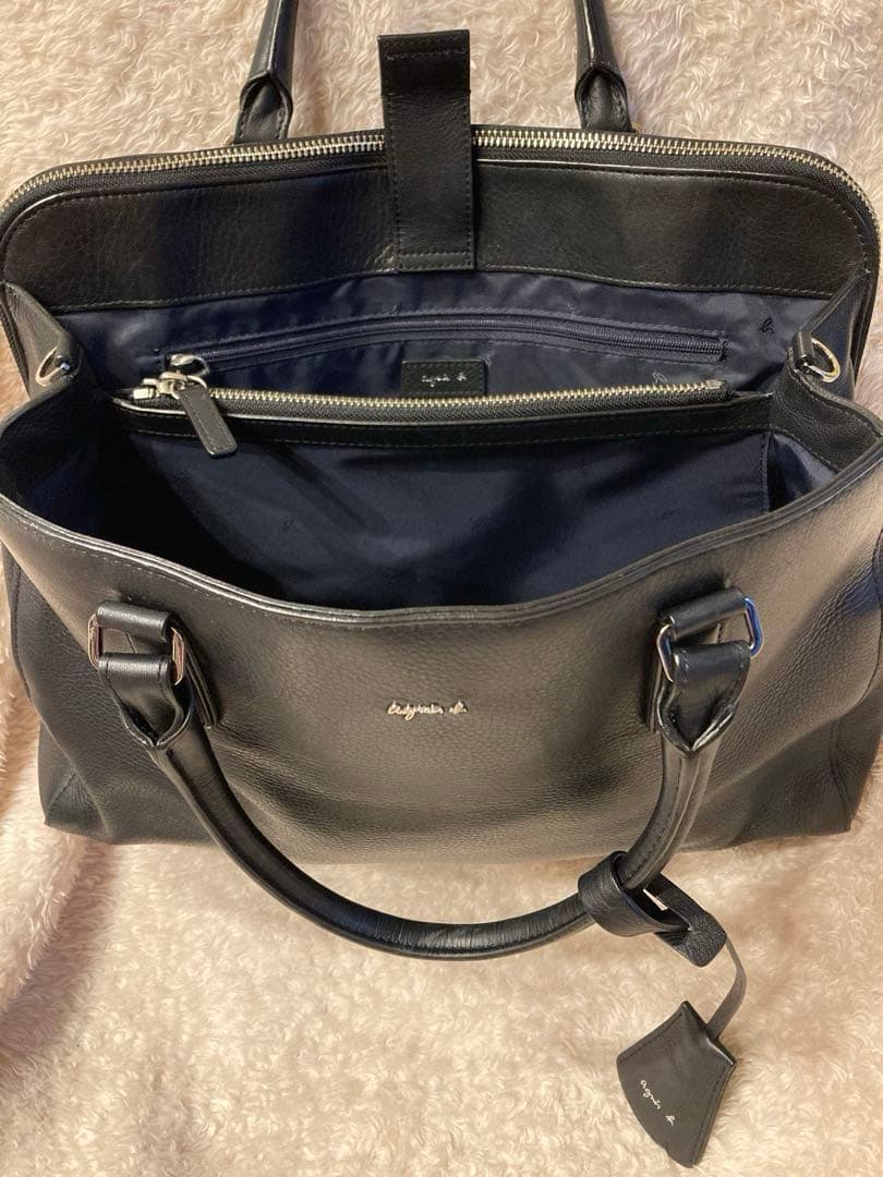 超美品✨ アニエスベー ビジネスバッグ オールレザー ブラック 南京錠 底鋲