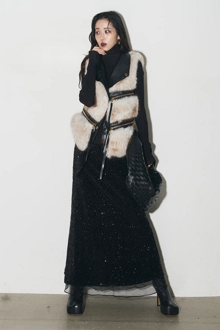 ANDREA&Co. フェイクファーライダースベスト　新品タグ付き