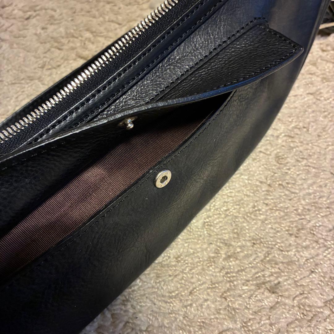 【美品】東京上野　万双　レザー　ショルダーバッグ　黒