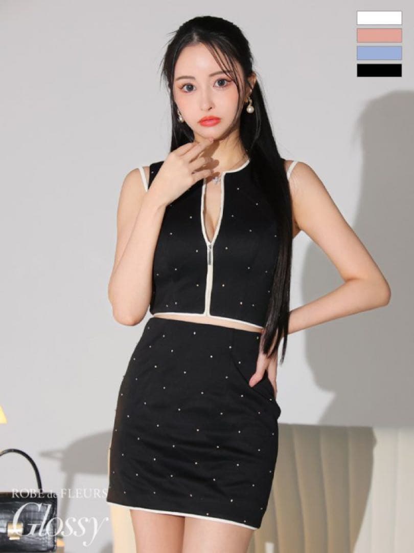 robe de fleurs glossy ドレス　M セットアップ　ブラック