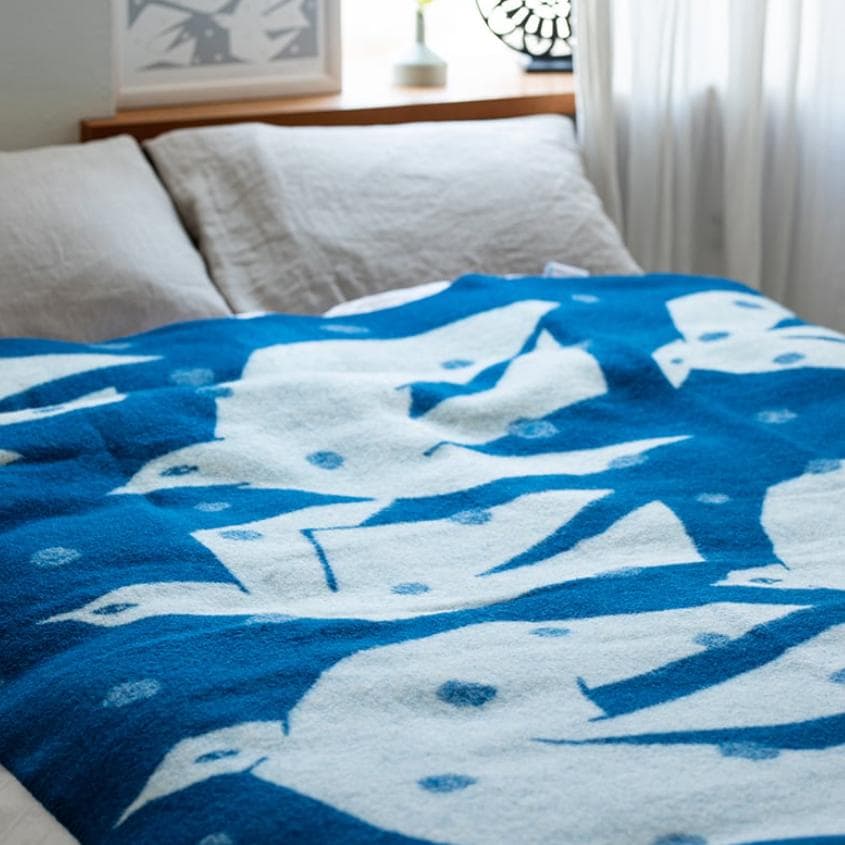 【新品未使用】クリッパン　ミナペルホネン ブランケット TRIP ブルー　毛布