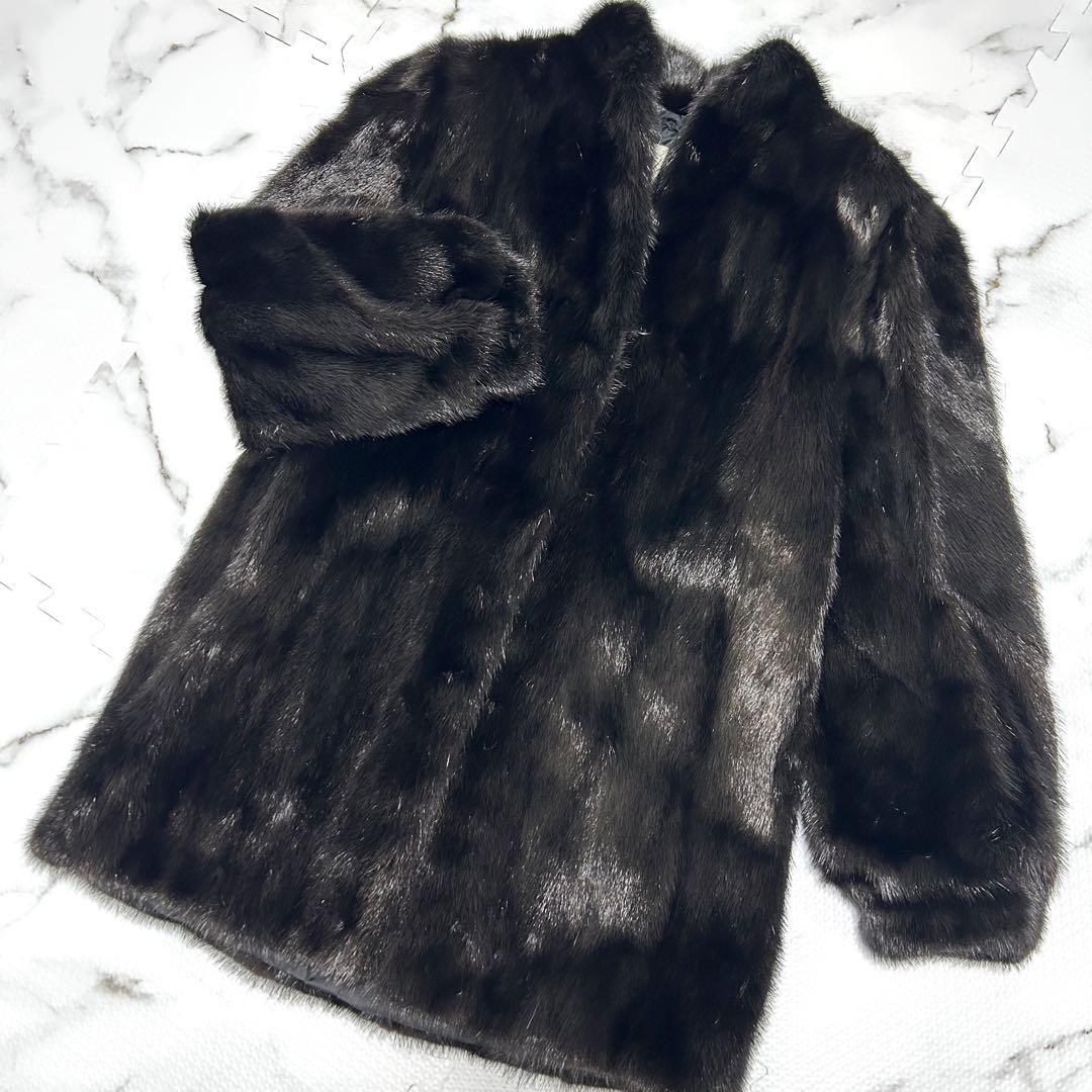 SAGA MINK ブラックミンク 本毛皮 コート 銀サガ リアルファー 艶◎