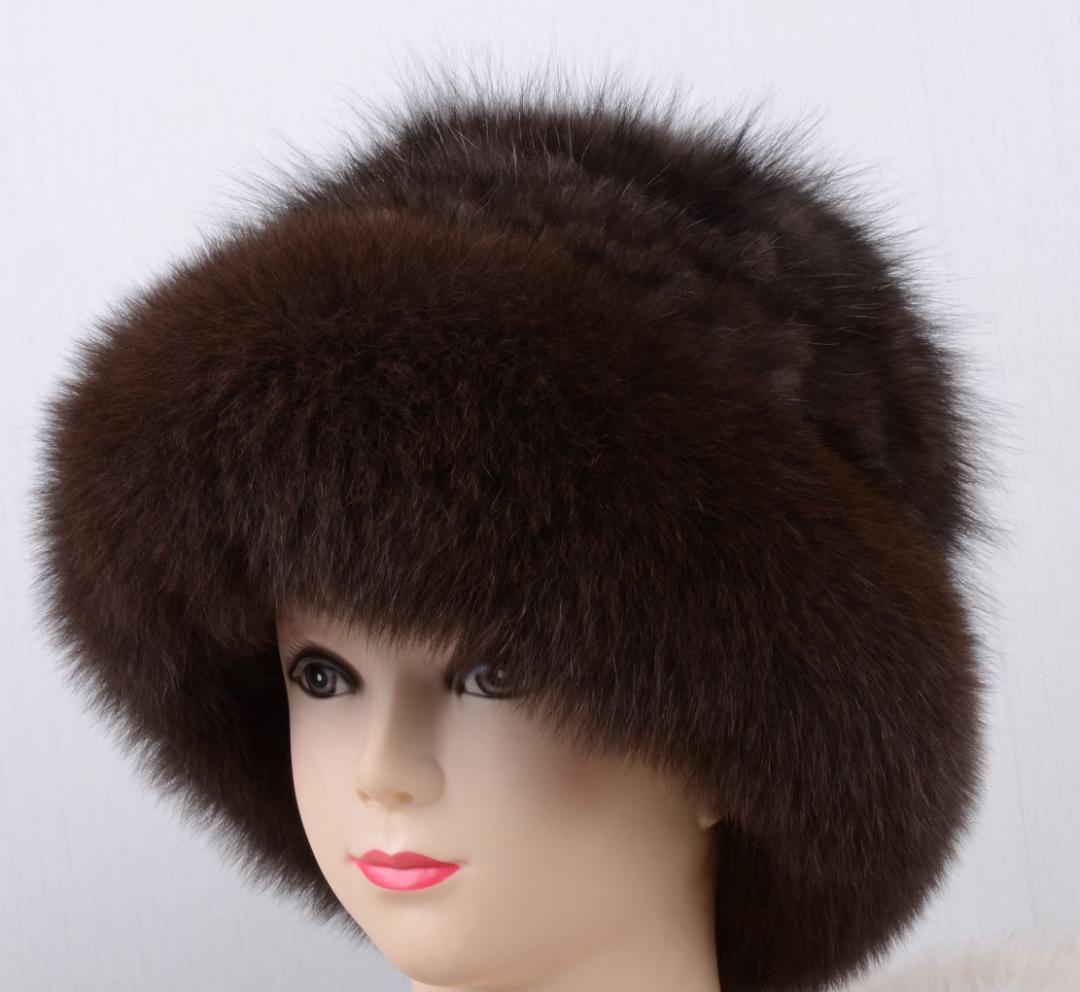 新品 上質セーブルと上品なフォックスの編込みハット ギフトプレゼント