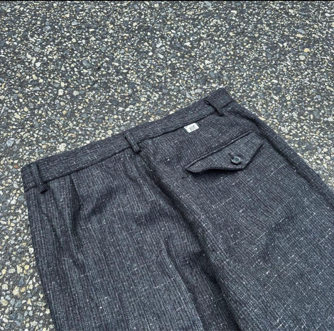 80s 90s ワイドスラックス 絣 ネップ ブラック シティーボーイ