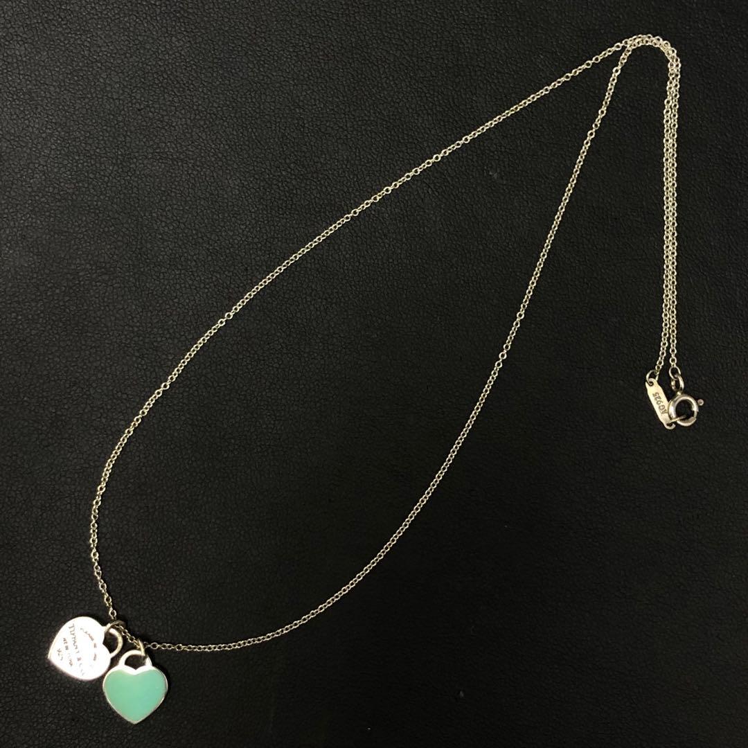 (C011607)Tiffany リターントゥグリーンダブル ハートネックレス