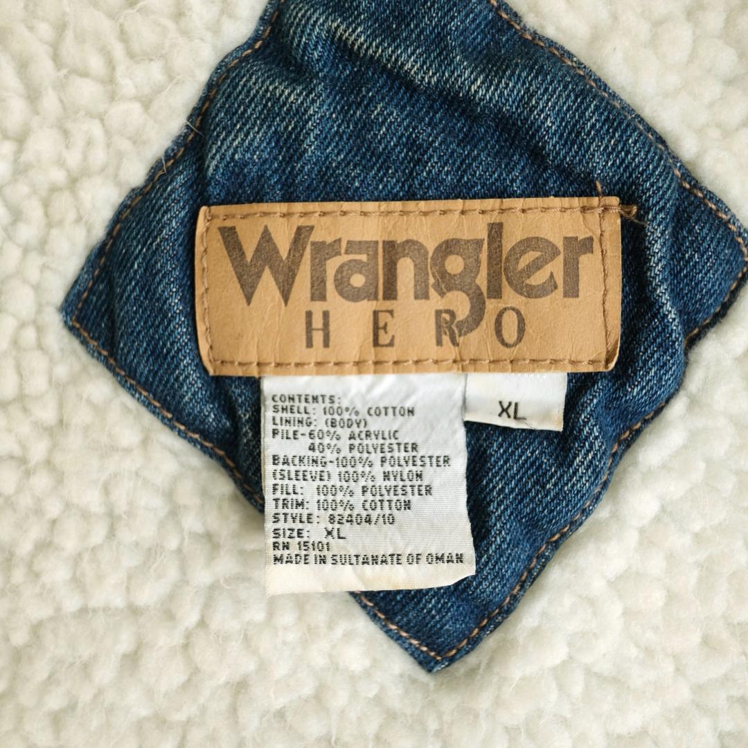 Wrangler　90s 襟コーデュロイ 裏ボアデニムジャケット 青 XL.