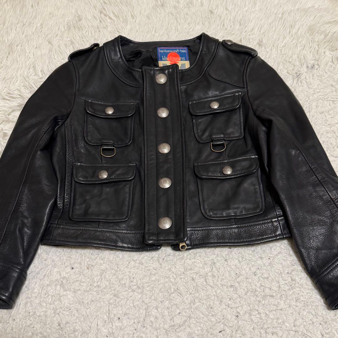 激レア　ブラックミーンズ　シングルライダースジャケット　ノーカラー　短丈　y2k