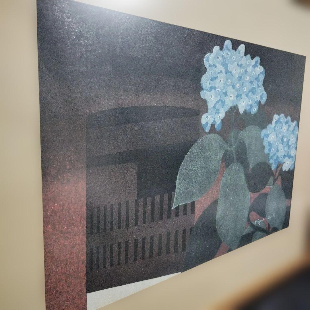 か*K様 お宝品‼️斎藤 清作‼️最安値スタート‼️ 版画 あじさい 木製フレー