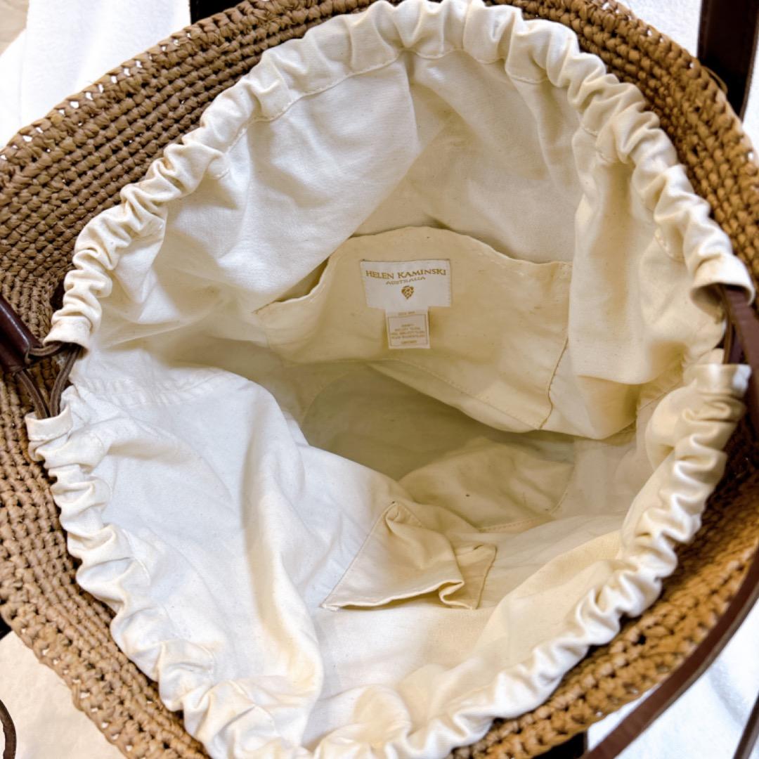 【美品✨】大　ヘレンカミンスキー ラフィアトートバッグ かごバッグ レザー 本革