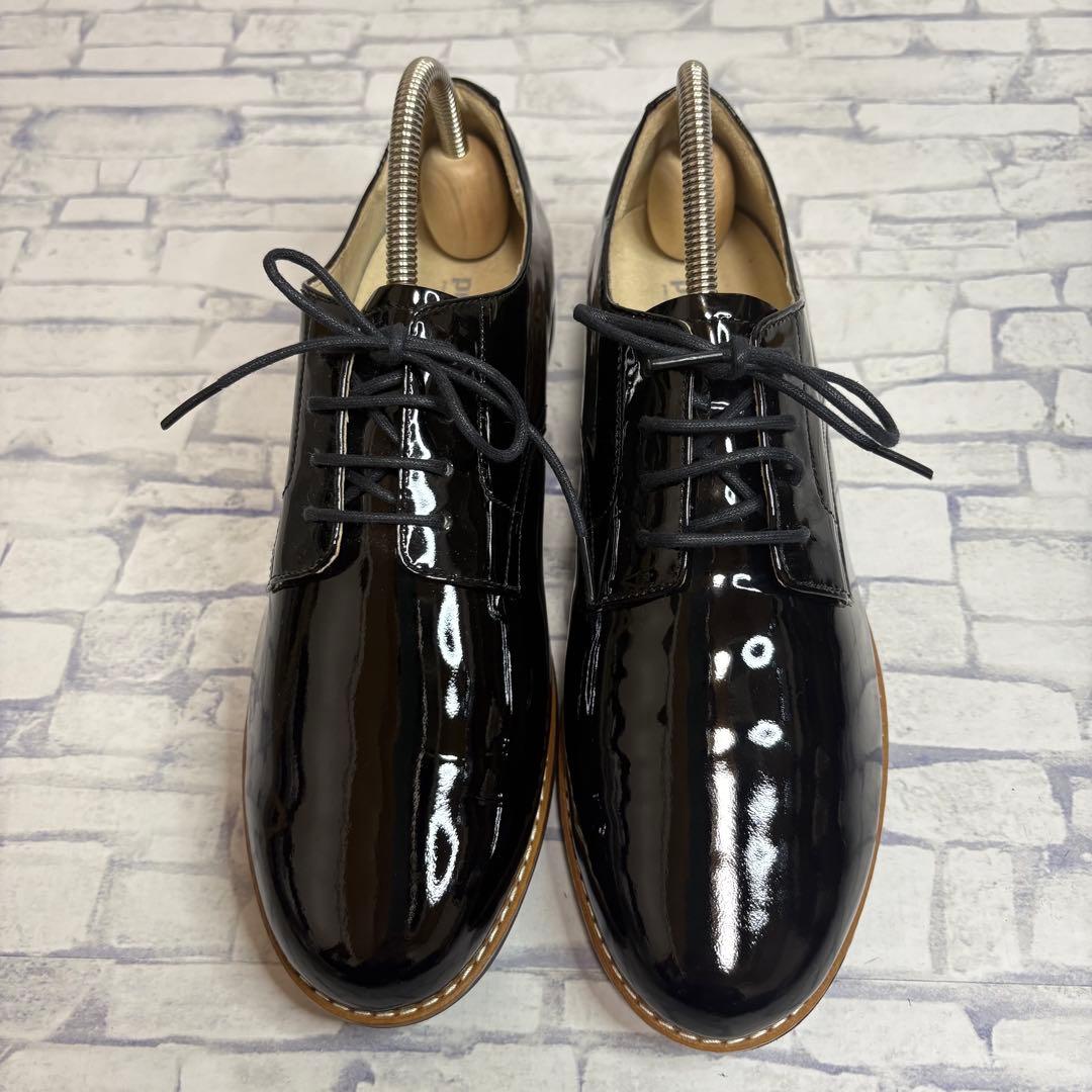 未使用級 asics pedala ペダラ エナメル レザーシューズ 黒