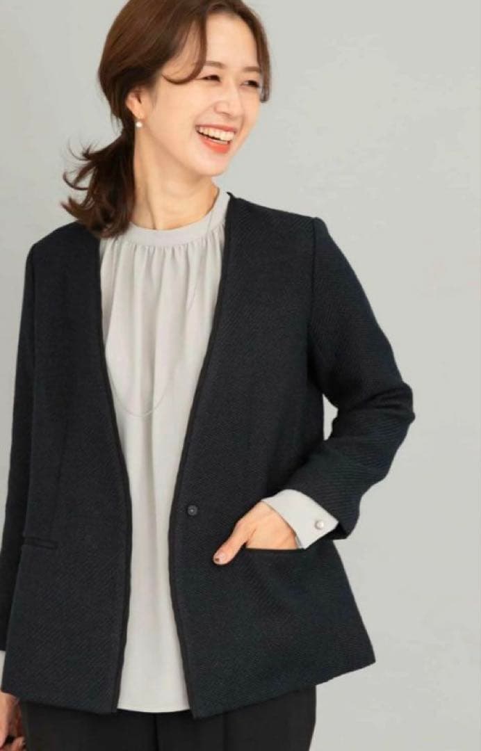 本日値下げアーバンリサーチドアーズ　ツイードVネックロングジャケット　M