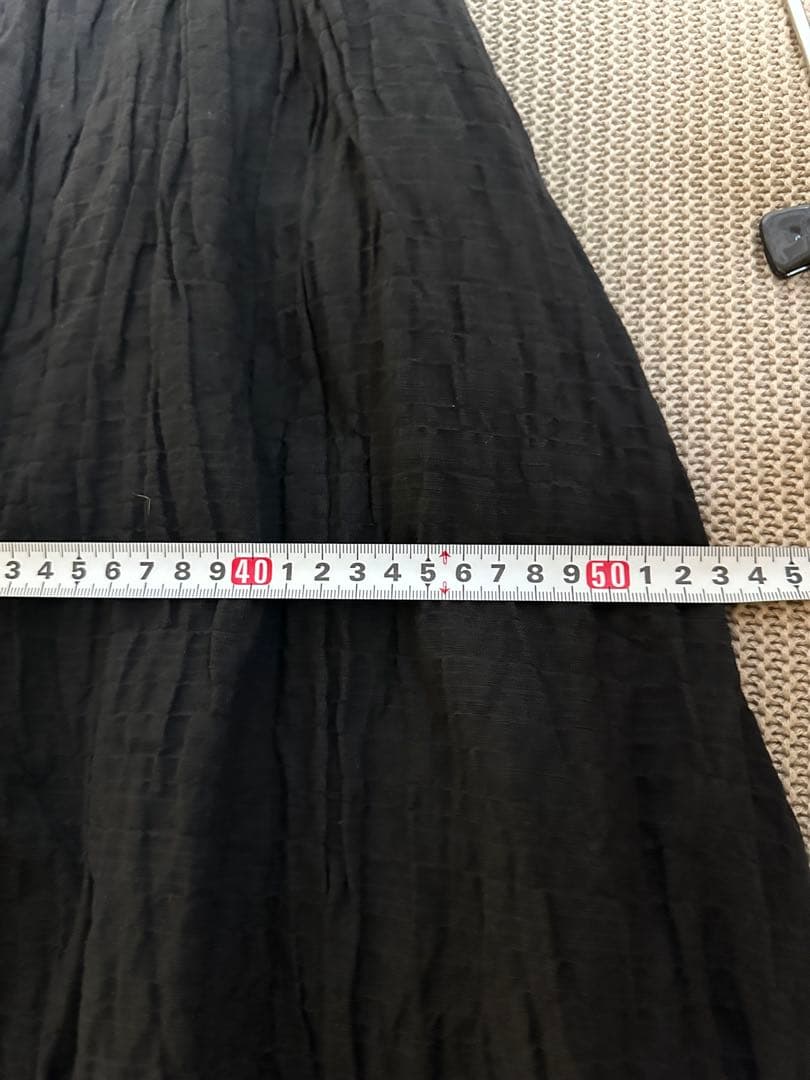 MOYURU モユル サルエルパンツ リネン混 シワ加工 ブラック M〜L