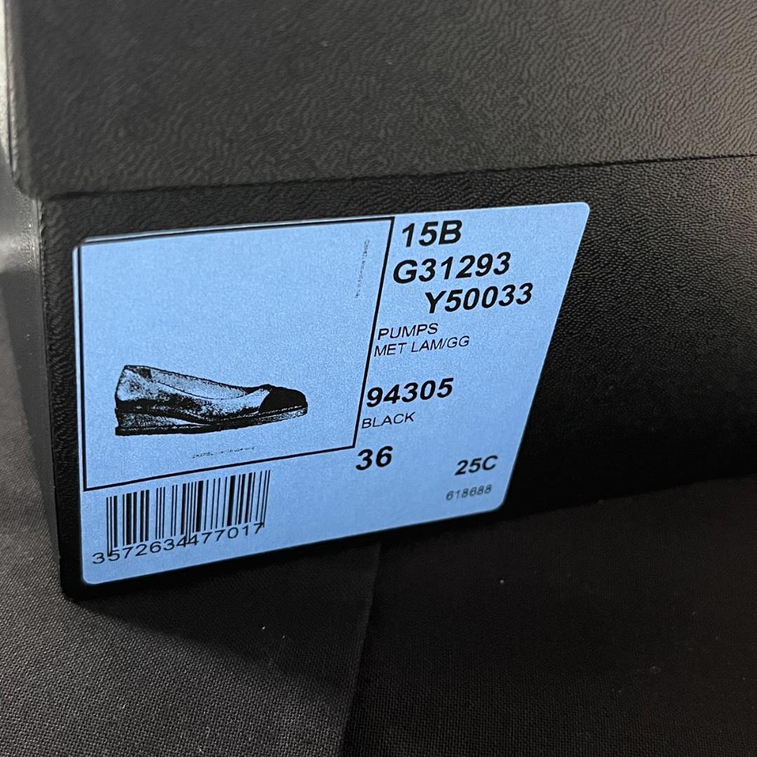 未使用 CHANEL G31293 PUMPS MET LAM GG パンプス
