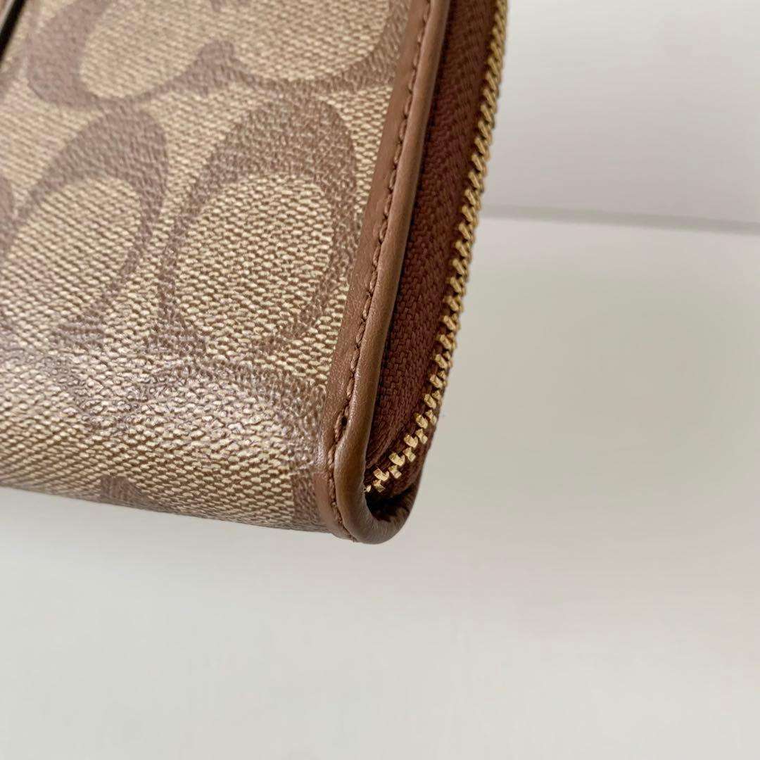 【COACH】 コーチ　長財布　シグネチャー　ブラウン　ベージュ　新品