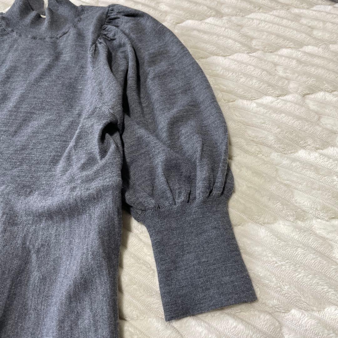 ANAYI ファインメリノフレアニット ワンピース ウール グレー 36 S