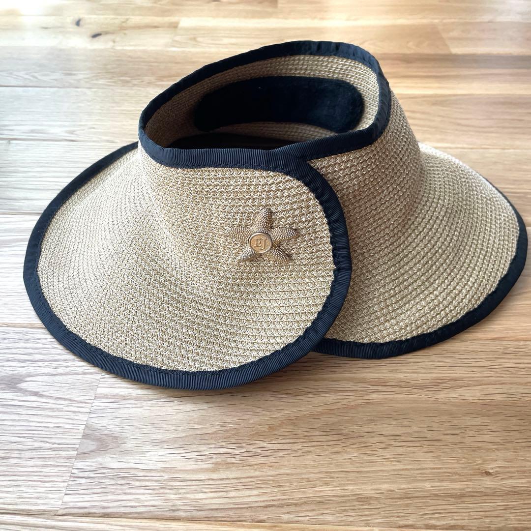 ERIC JAVITS　帽子　麦わらサンバイザー