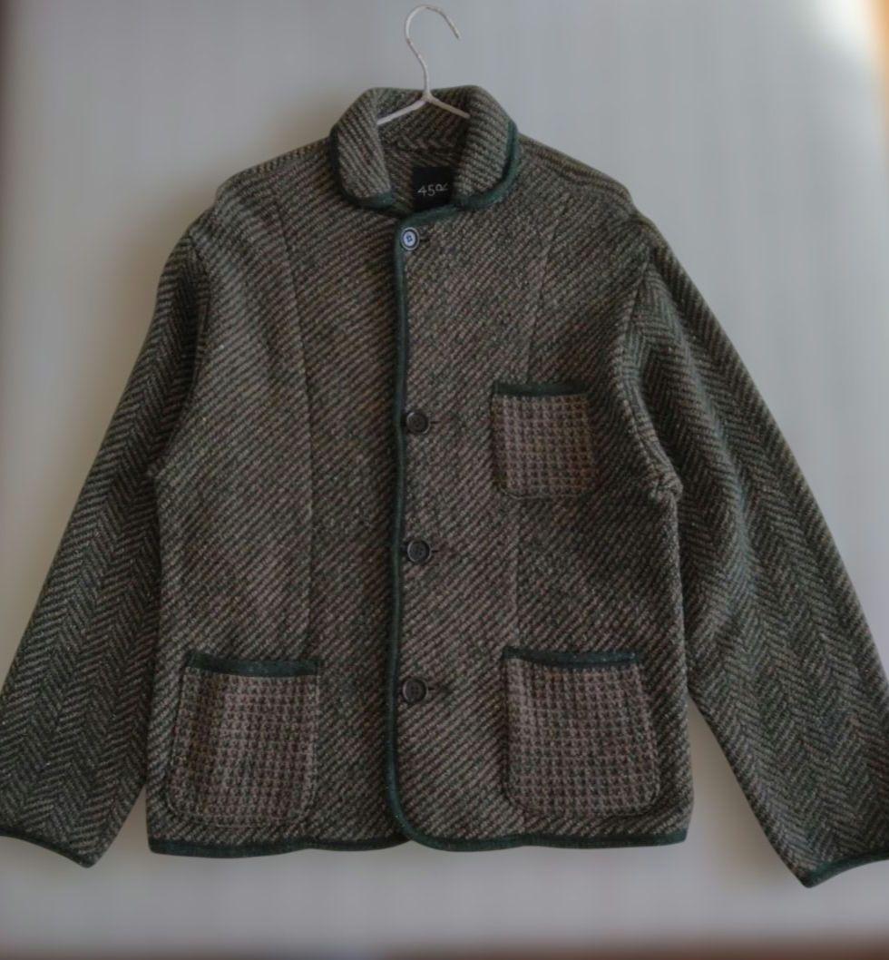 【45R】シェットランドツイードニットチロリアンジャケット　美品