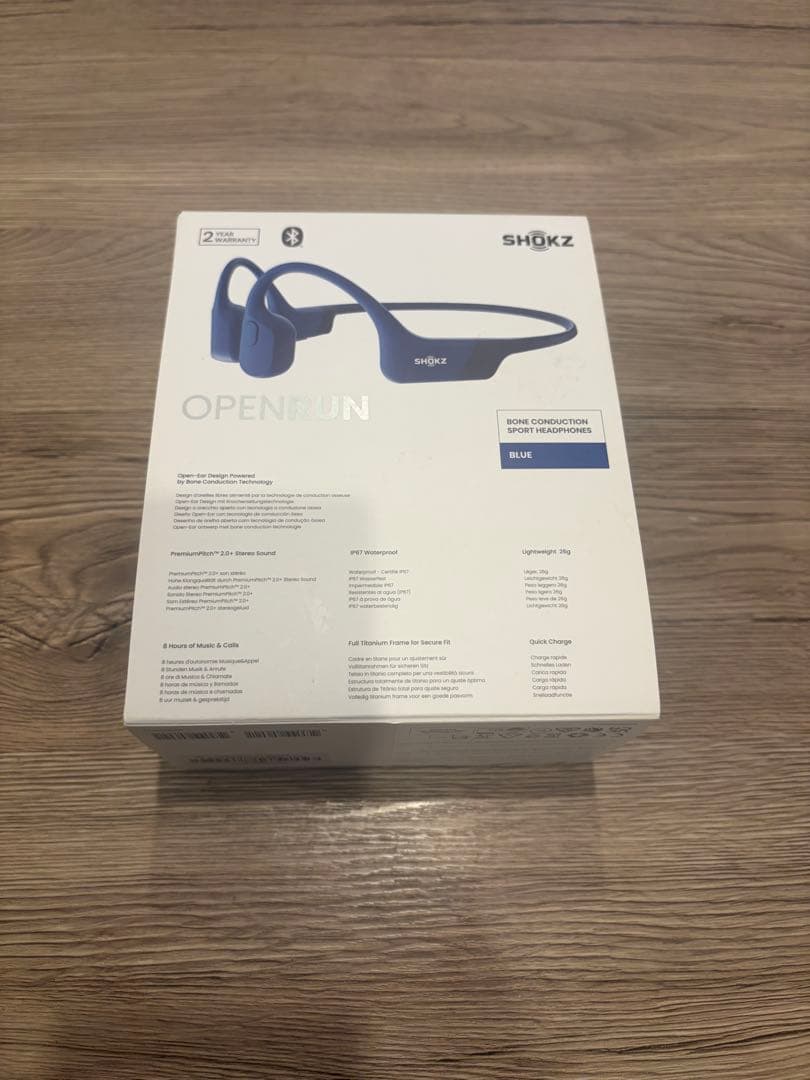 美品 SHOKZ OPENRUN 骨伝導イヤホン ブルー