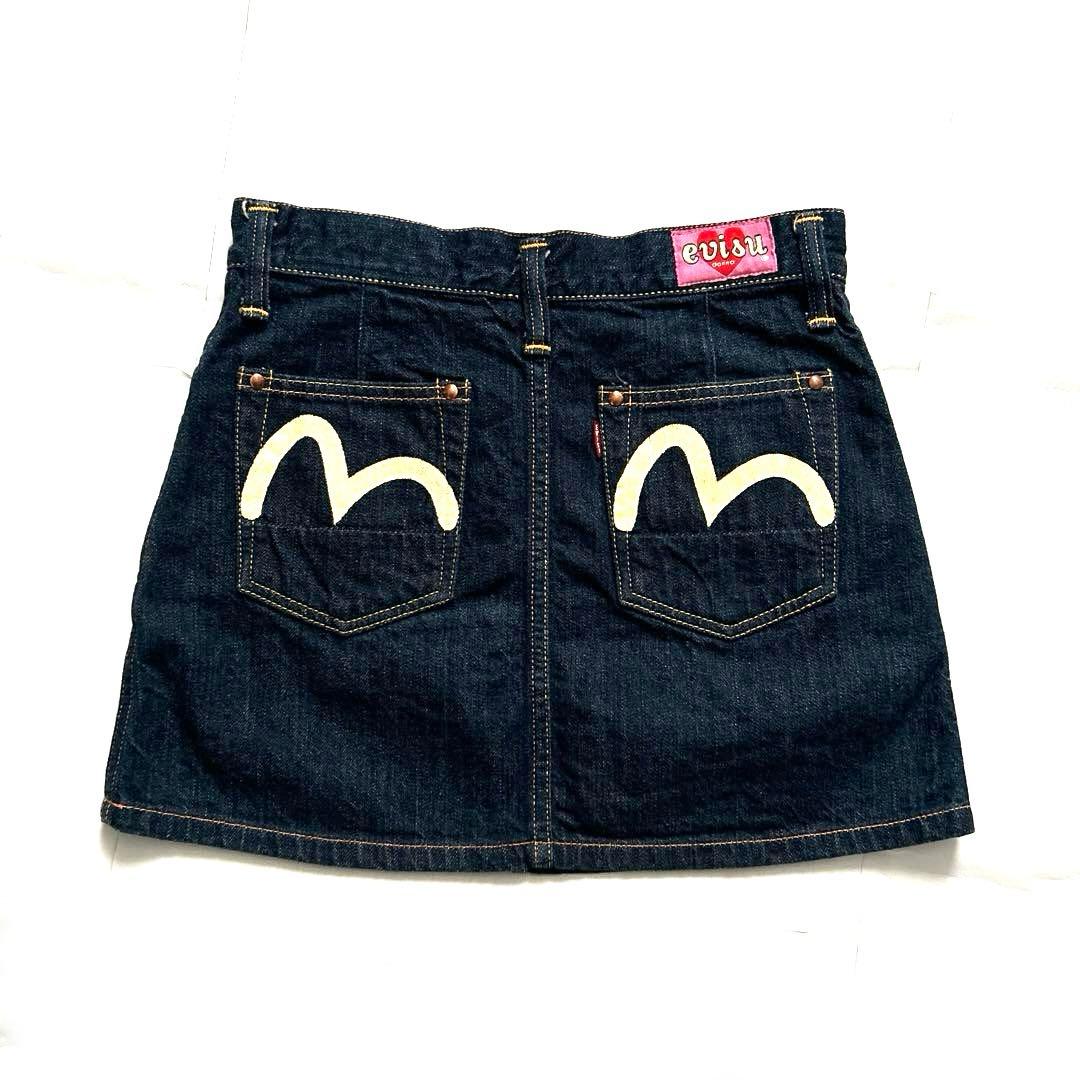 美品evisu donnaデニムミニスカートカモメSサイズ エビスエヴィス