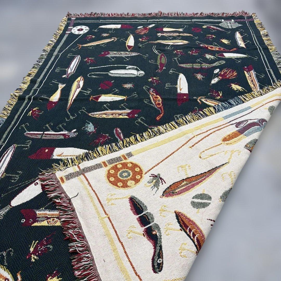 釣り　ルアー　マルチカバー　ソファカバー　ヴィンテージラグ　185x123