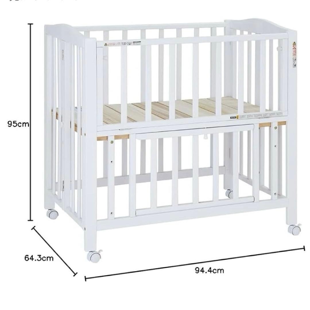 【送料込み】KATOJI 折りたたみ ミニベビーベッド 白 美品 ~24か月