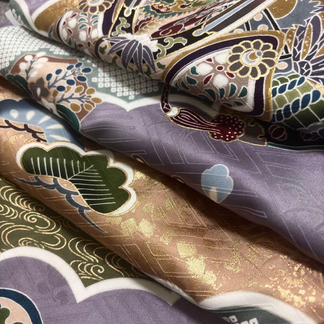 【新品】正絹 京友禅 多色染 伝統色 葡萄色 本金彩 お宮参り 産着 襦袢付