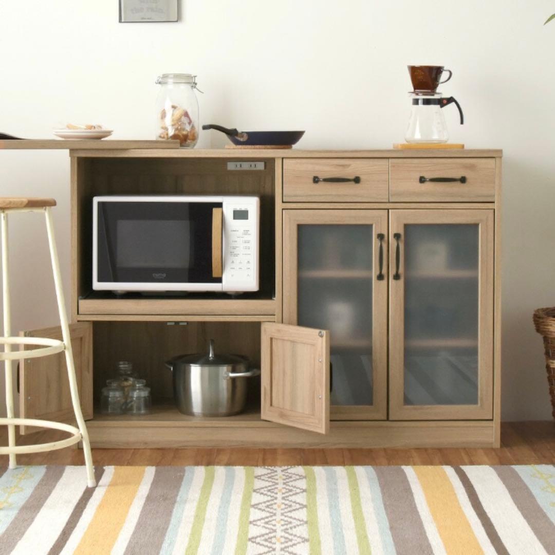 食器棚キッチンカウンター 幅118cmタイプ　LUFFY/レンジ台　SESAME