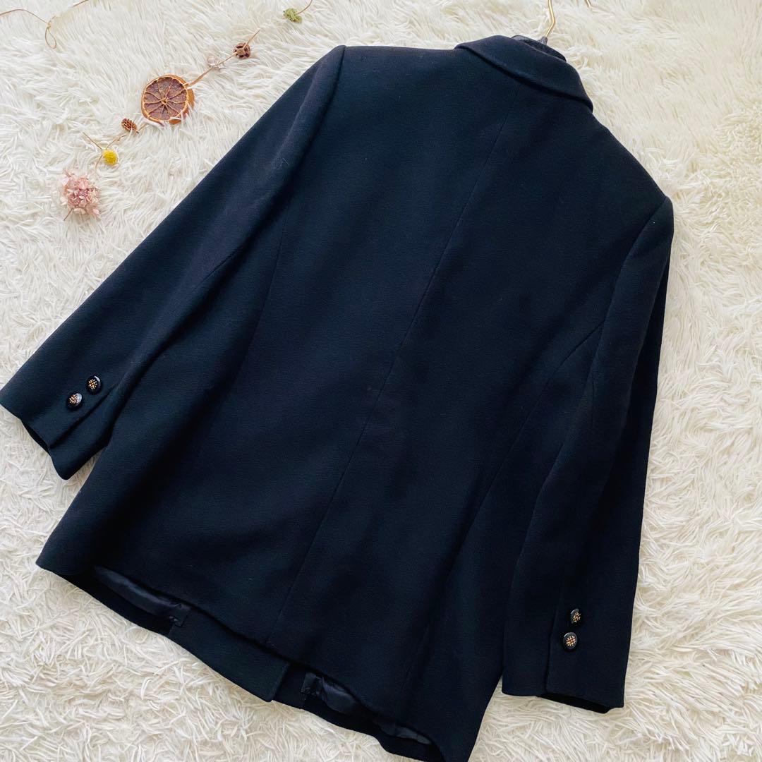 極美品 レリアン カシミヤ100％ ダブル ジャケット 大きいサイズ 日本製 黒