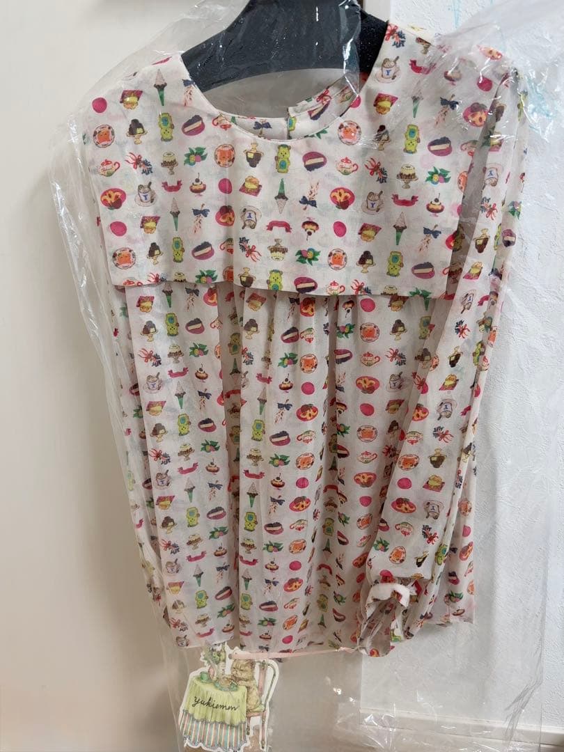 yukiemon おやつ　テキスタイルブラウス　ミルク　新品未使用3L