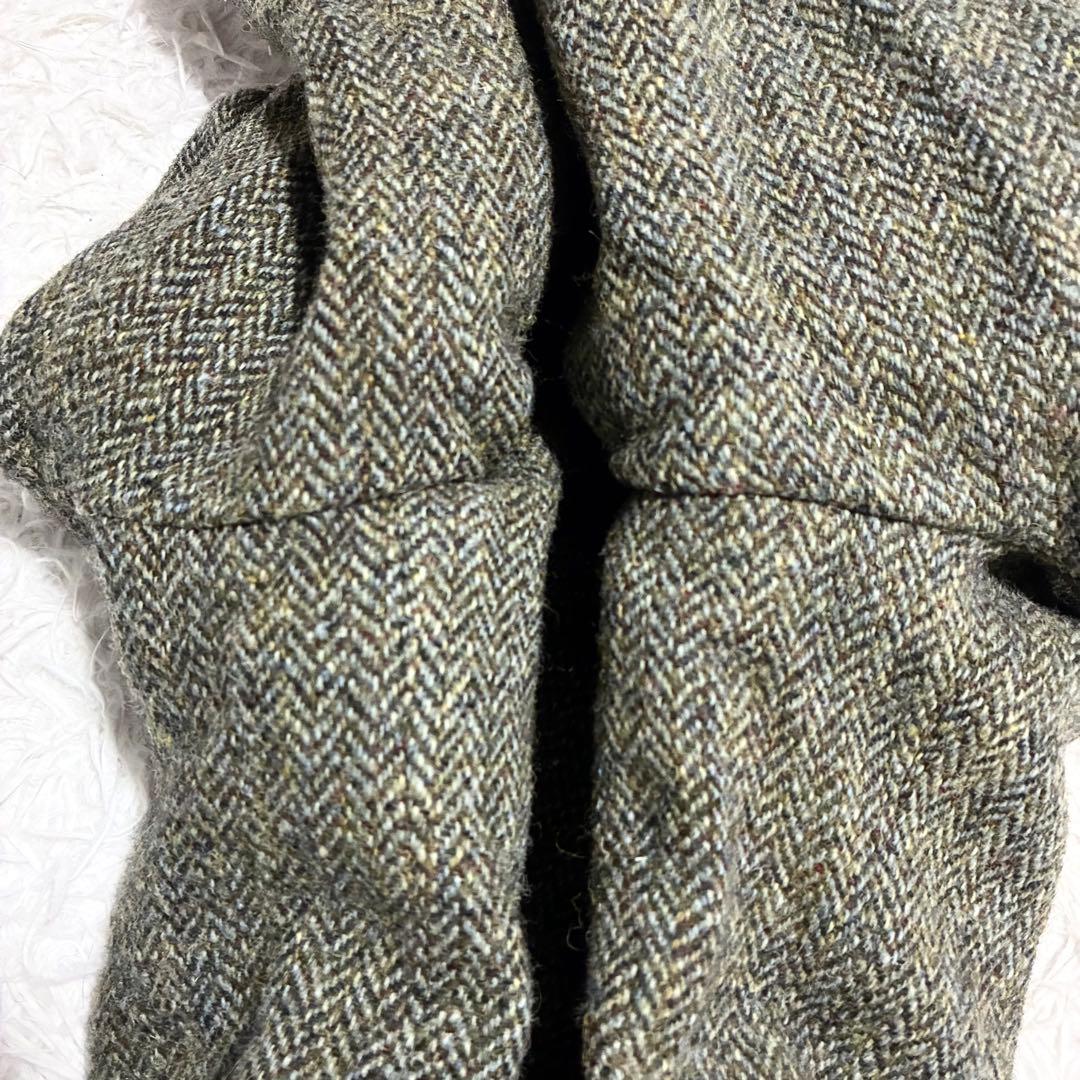 【ハリスツイード】英国製 ヘリンボーン柄テーラージャケット グリーン系 S