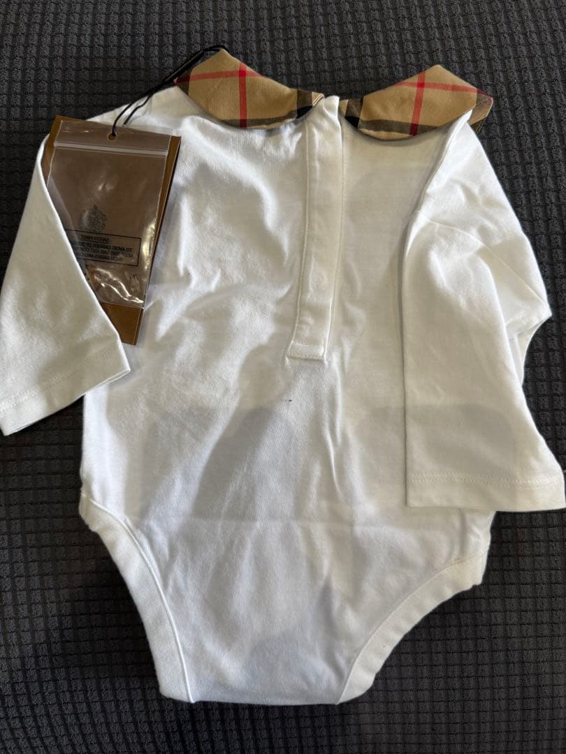 BURBERRY チェック柄襟ロンパース 3M