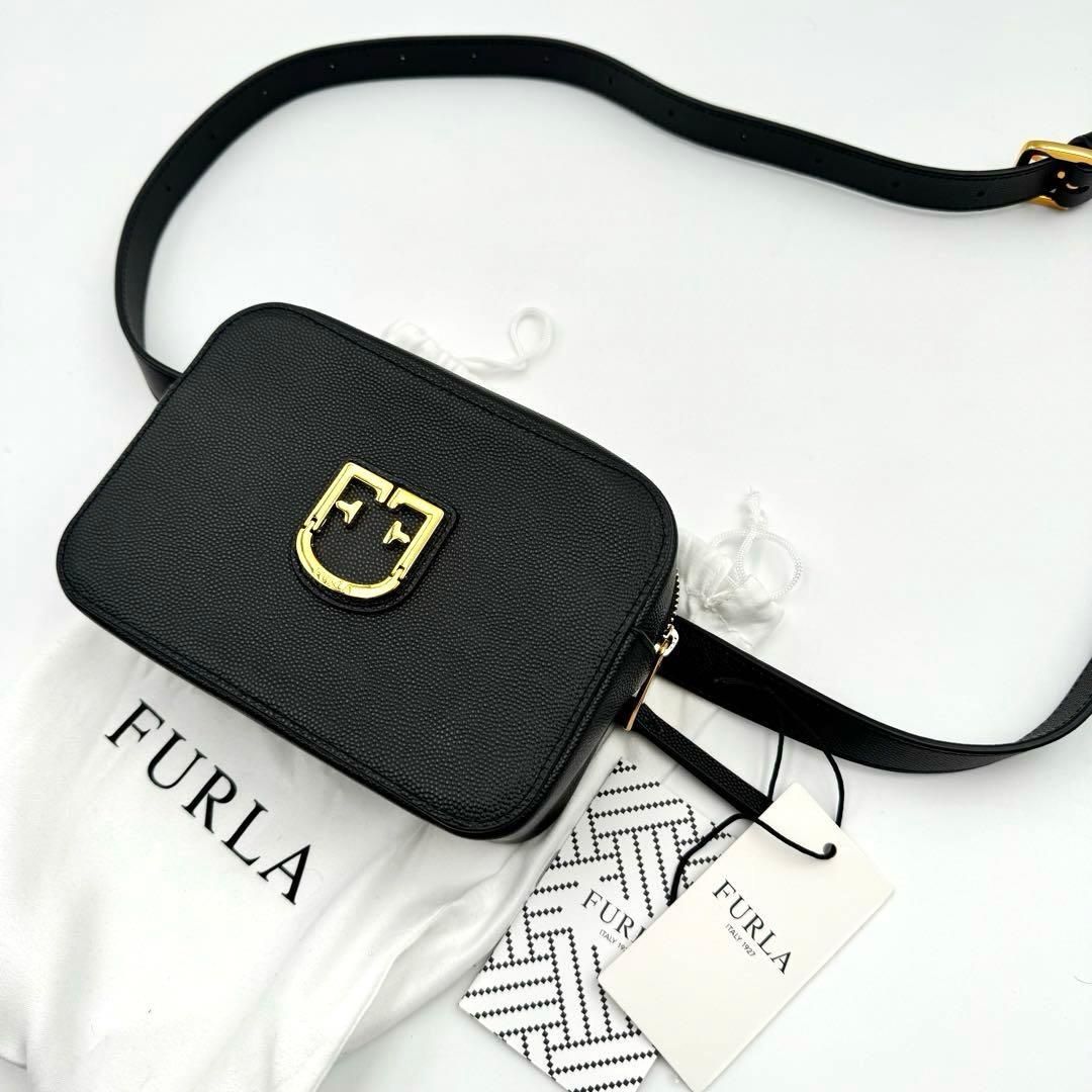 未使用品✨FURLA ウエストバッグ　ブラック　レザー