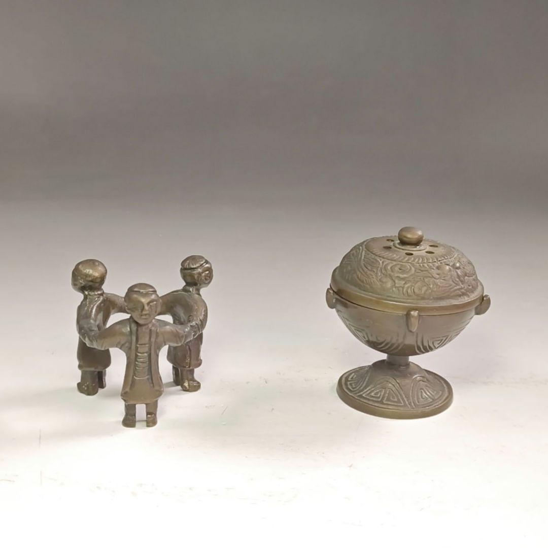 ウ207 『唐銅　七種蓋置　共箱』『金工師作』茶道具