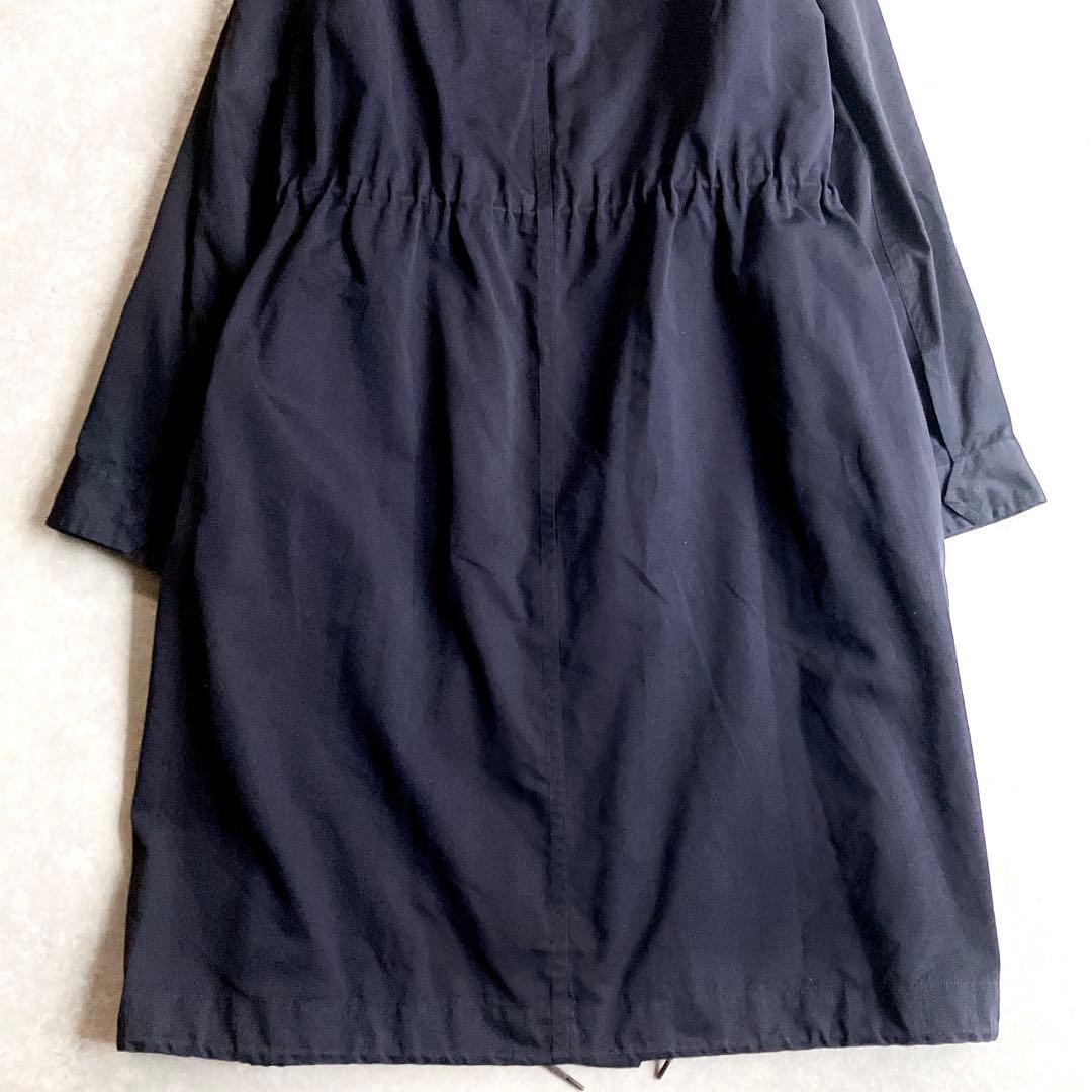希少 イレーヴ コットンシルクモッズコート 紺 フードロングブルゾン 軽アウター