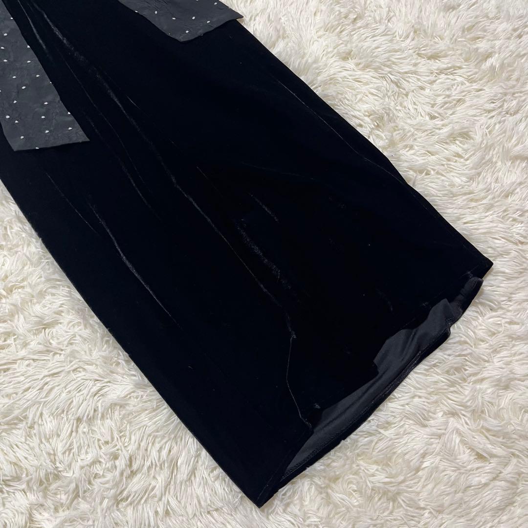 【未使用タグ付】ANDRESD ドレープベロアドレス　ドットブラック　M